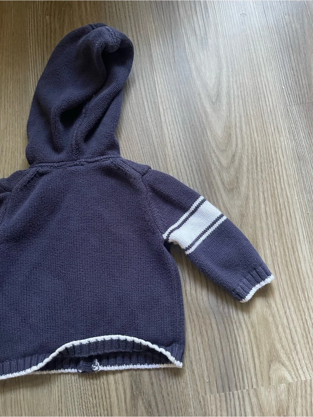 Janie and Jack Navy Varsity Knit Hoodie Sweater Cardigan 3 - 6 Month Preppy chic